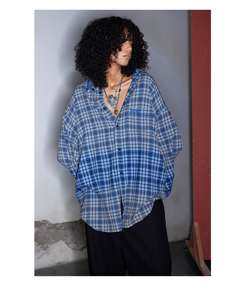 Washed Checked Oversized Shirt