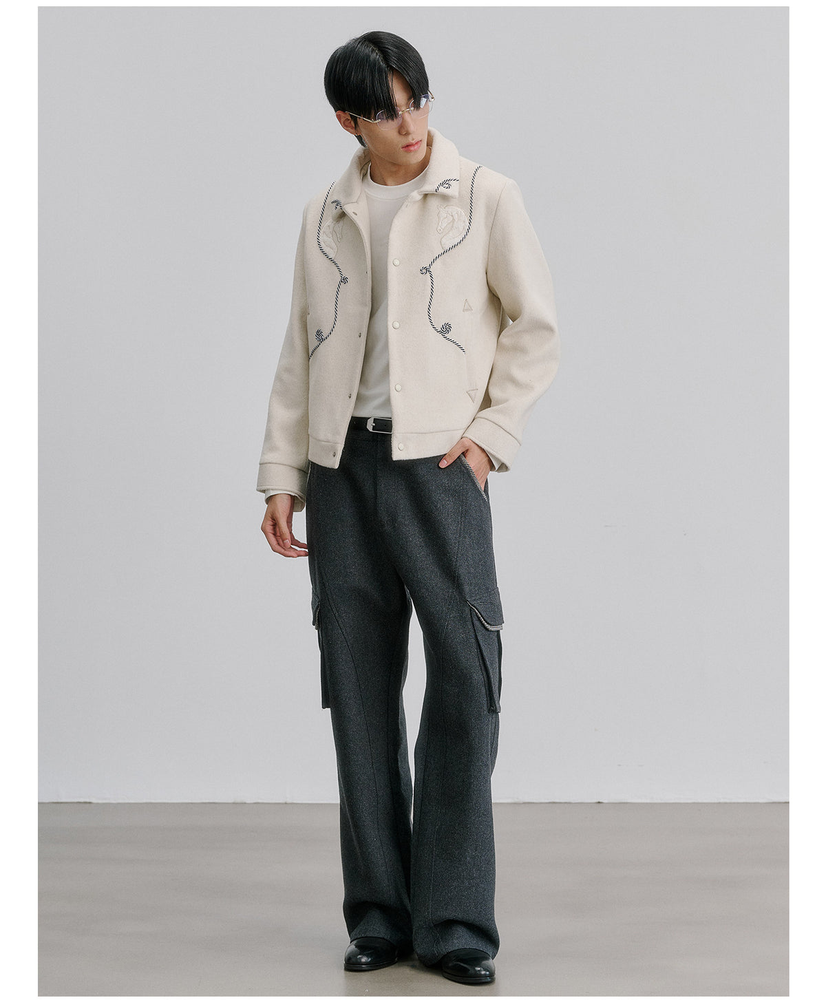 Contrast-Color Patchwork Work Pants