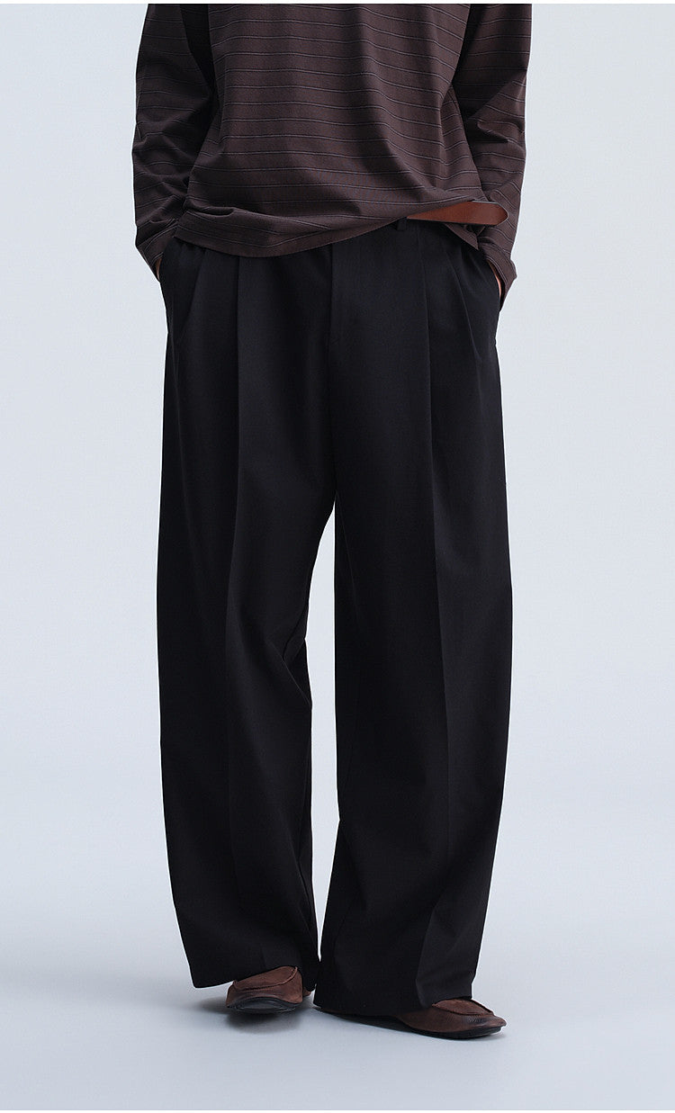 Vintage-Cut Drape Blend Casual Pants