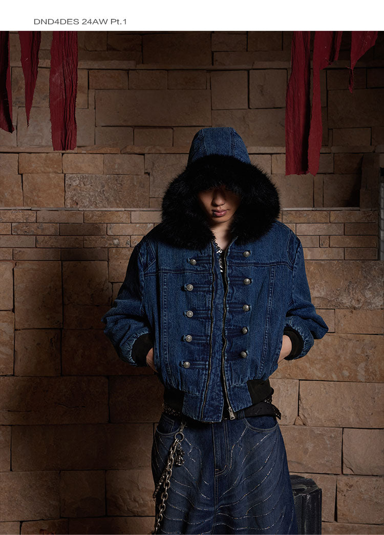 Heavy Denim Denim Jacket with Hood