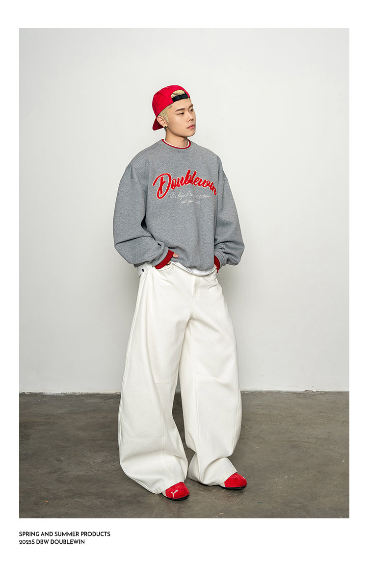 Embroidered Round Neck Sweatshirt