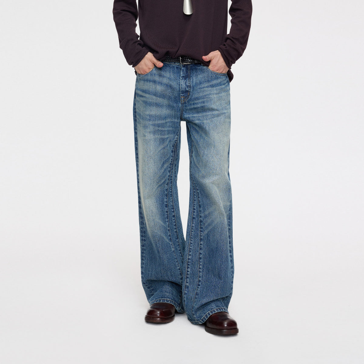 Gradient Cat-Whisker Micro-Trim Jeans