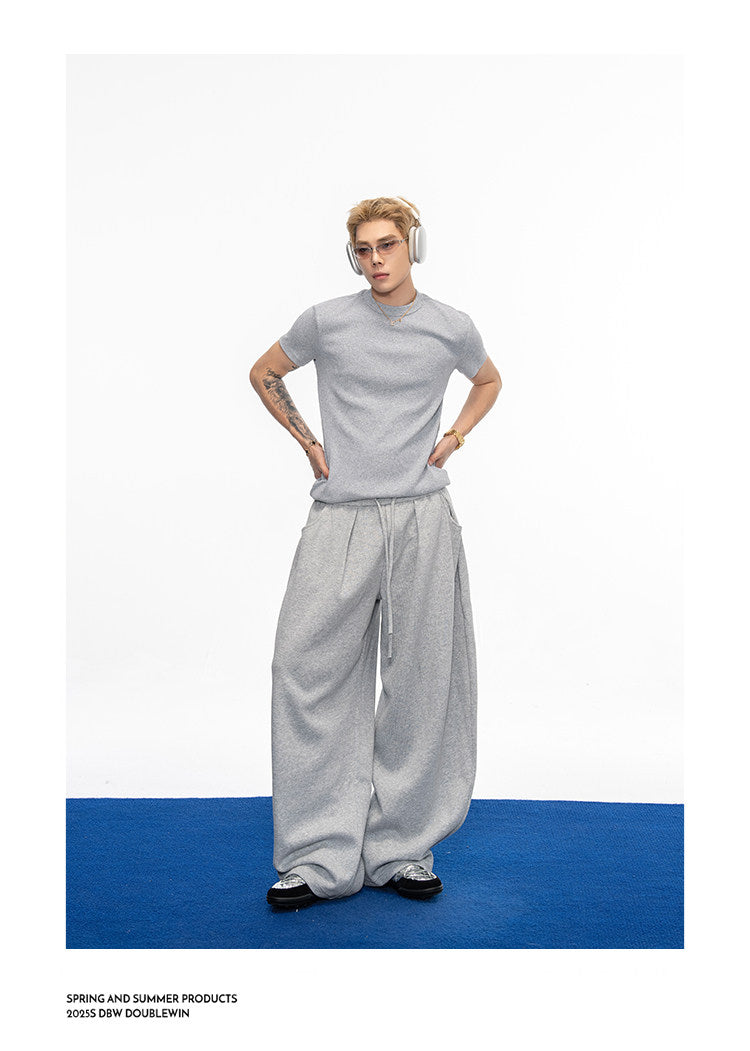 Casual Wide-Leg Sweatpants with Drawstring