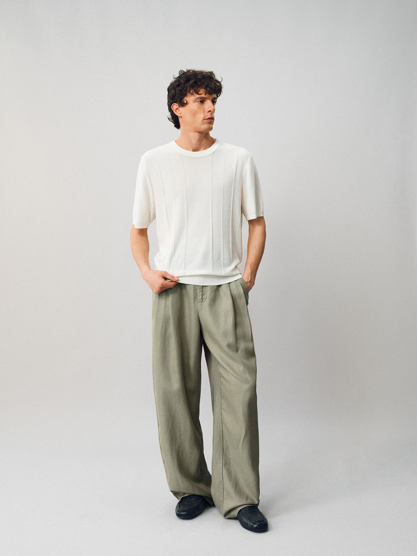 Tencel and Linen Blend Knit Shirt