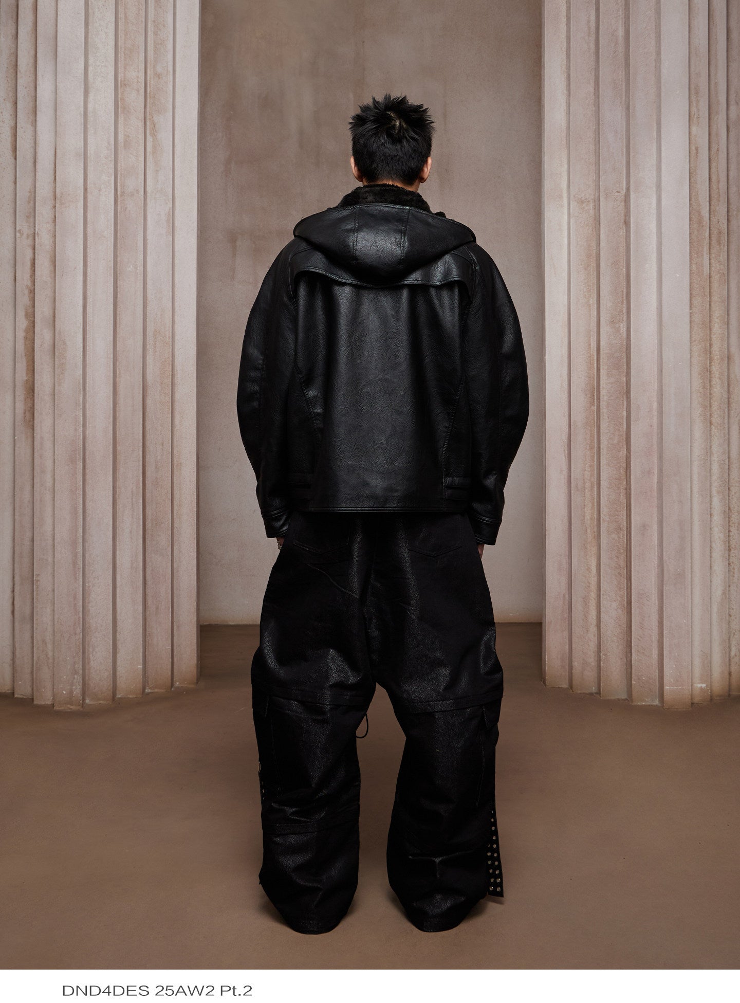 Button-down leather jacket