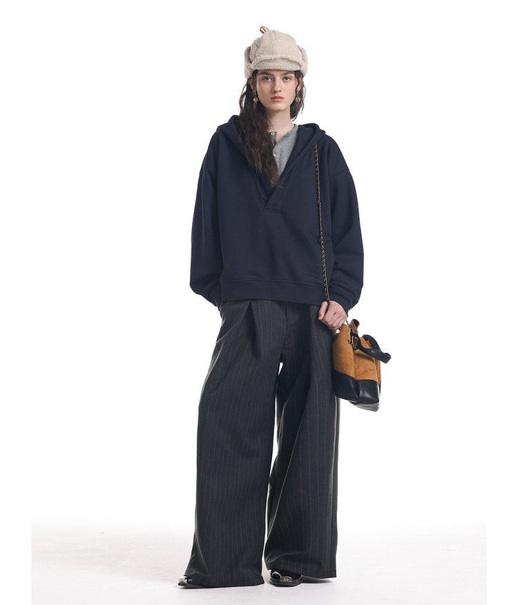 Brushed Fleece Faux Two-Piece Sweatshirt