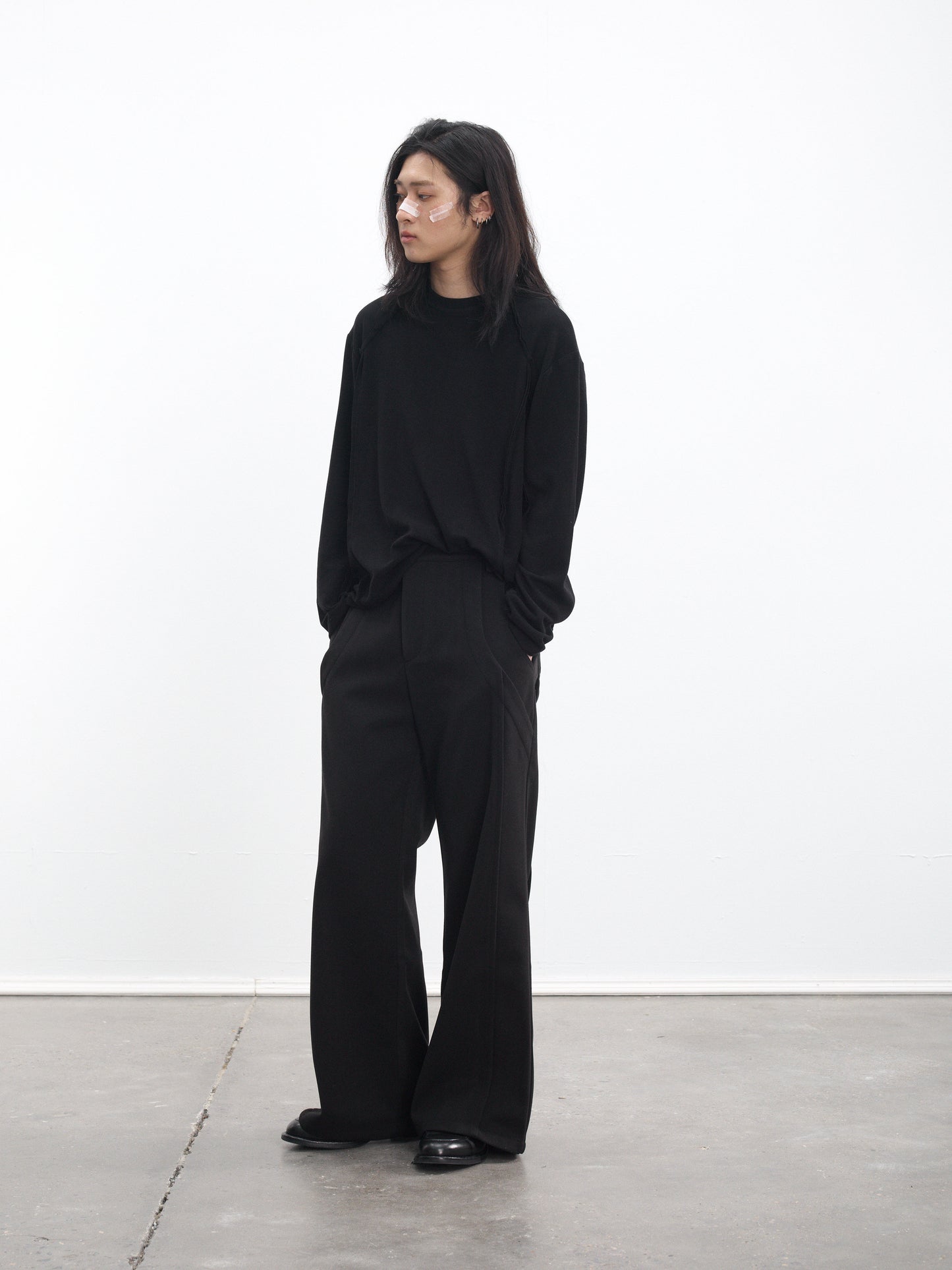 Deconstructed Wide-Leg Casual Pants