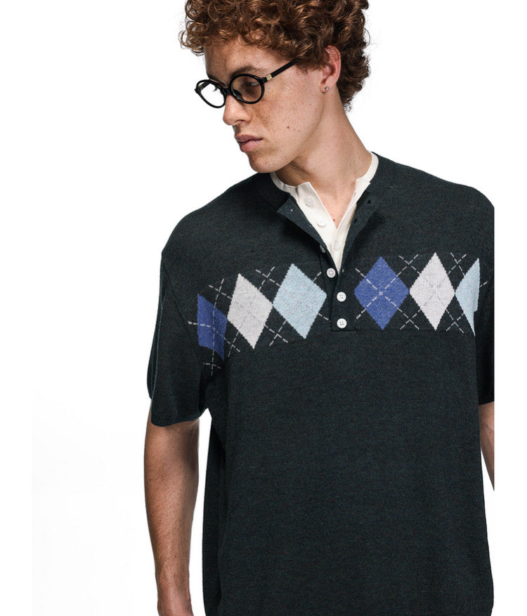 School Style Diamond Pattern Sweater