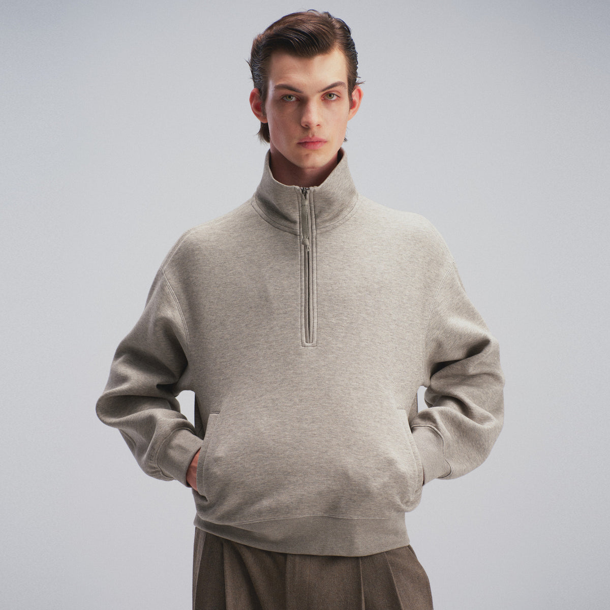 Stand-Up Collar Half-Zip Hoodie