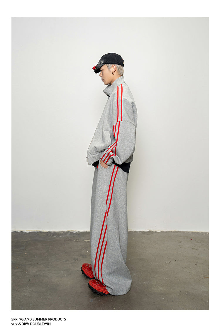 Rope Contrast Color Sweatshirt Set