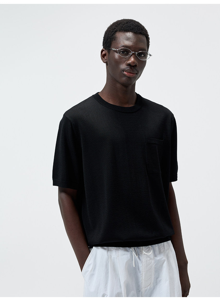 Pocket Crew-Neck Knit Shirt
