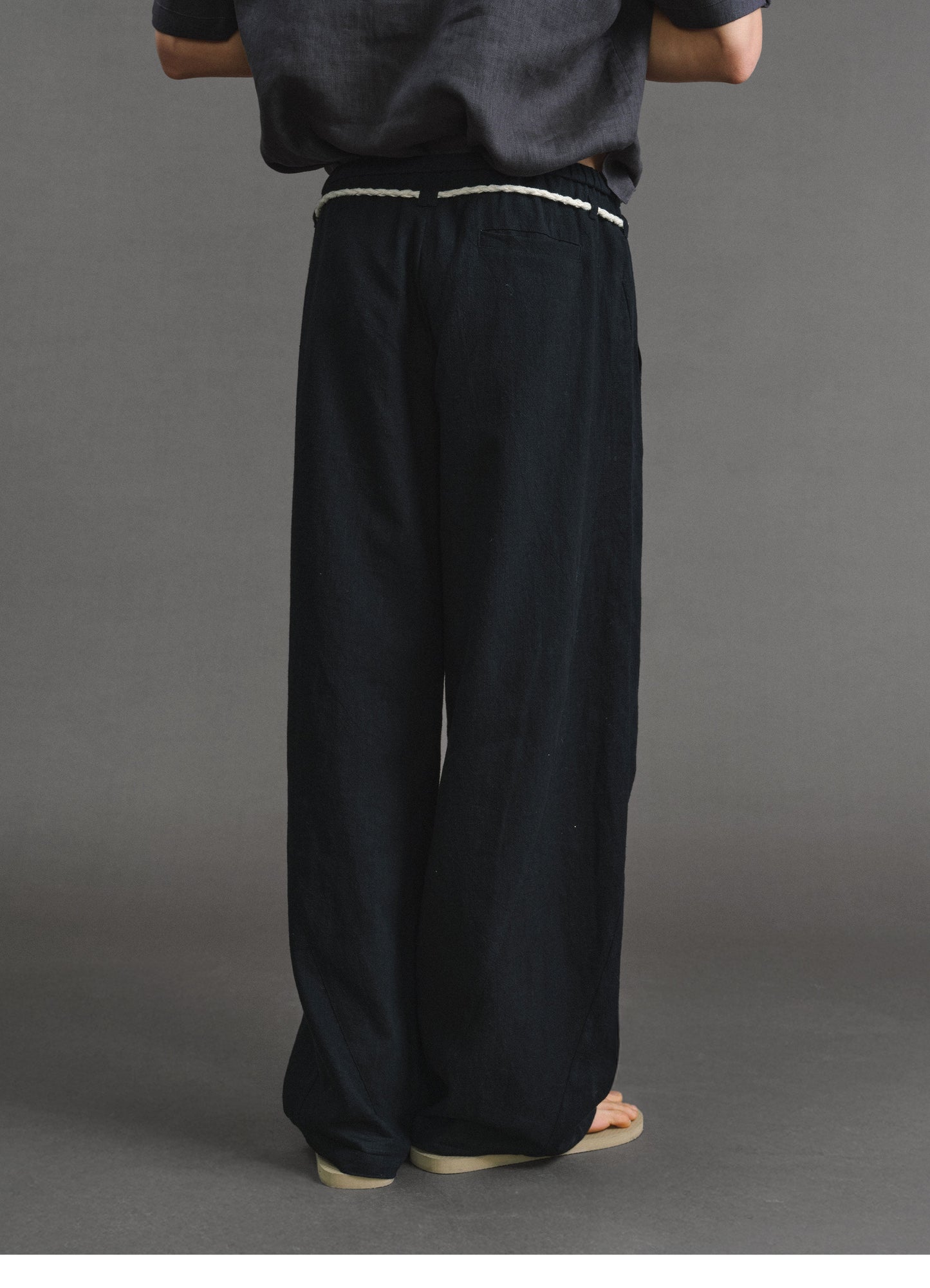 Relaxed Fit Curved-Cut Casual Pants