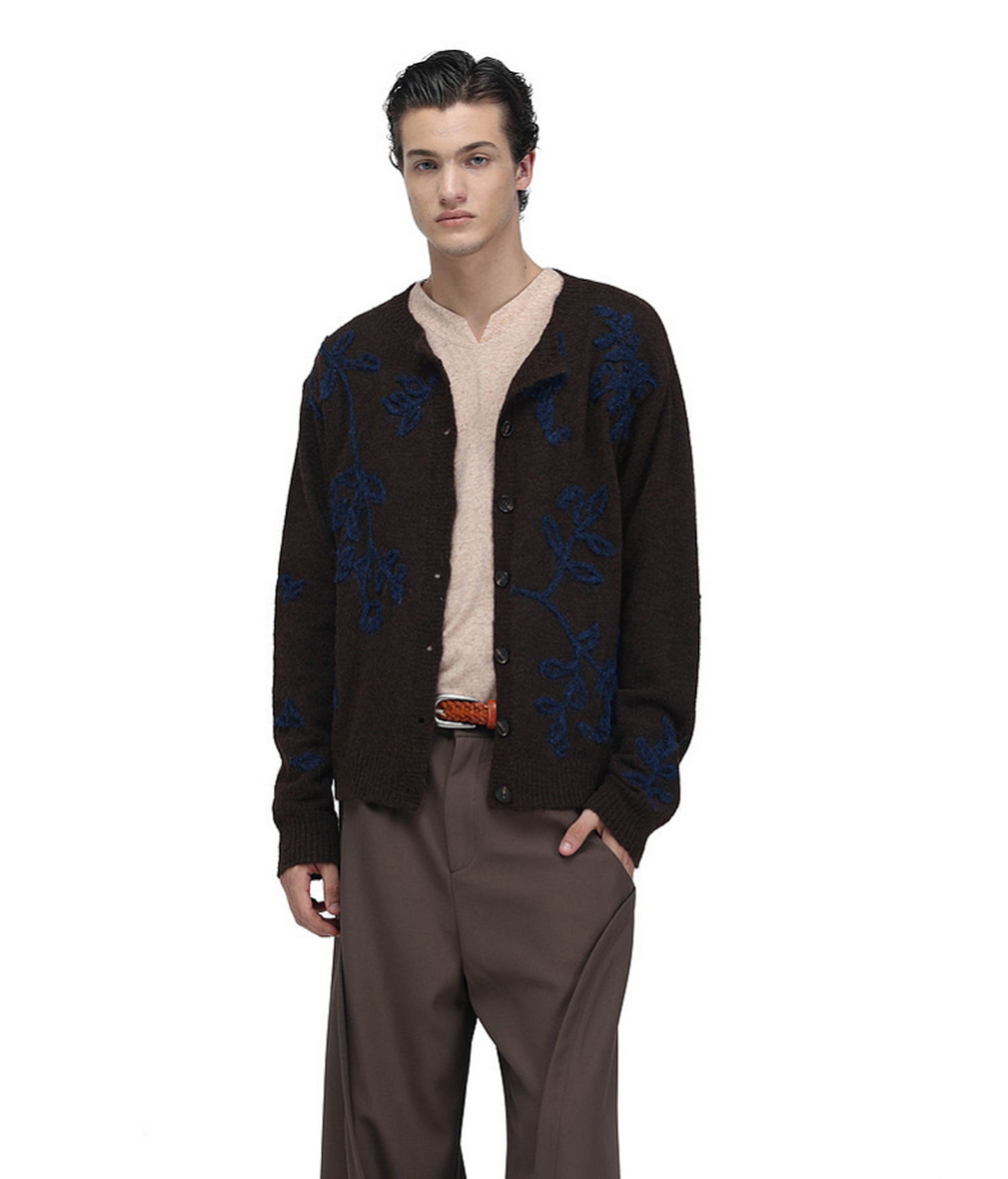 Vintage-Style Floral-Print Wool Cardigan