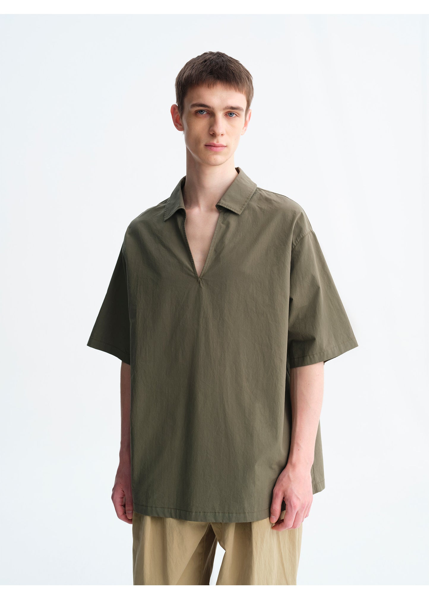 Loose-Fit V-Neck Pullover Shirt
