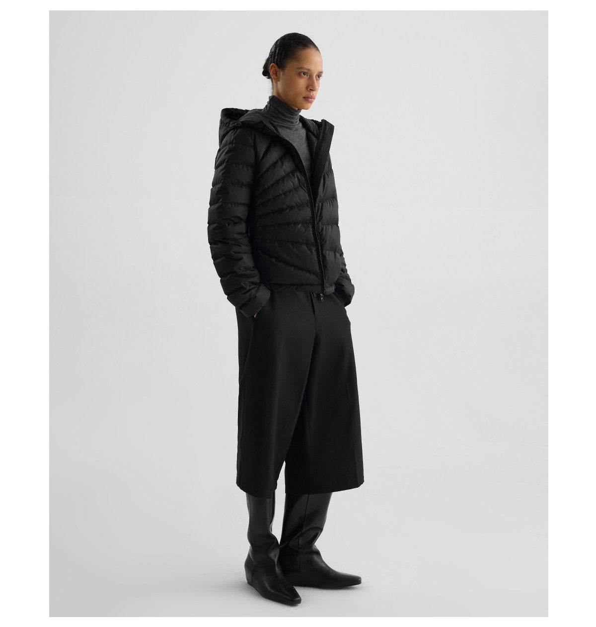 Embossed Straight-Line Quilted Down Jacket