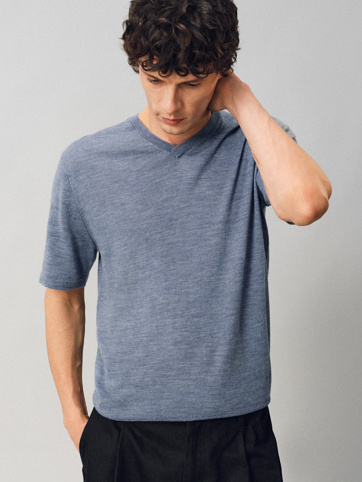 V-neck Wool Knit Shirt