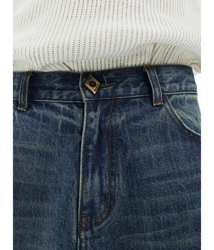 Washed Damaged Loose Casual Denim Pants