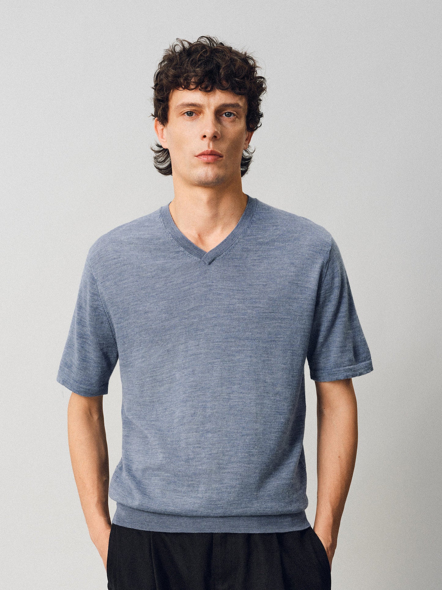 V-neck Wool Knit Shirt