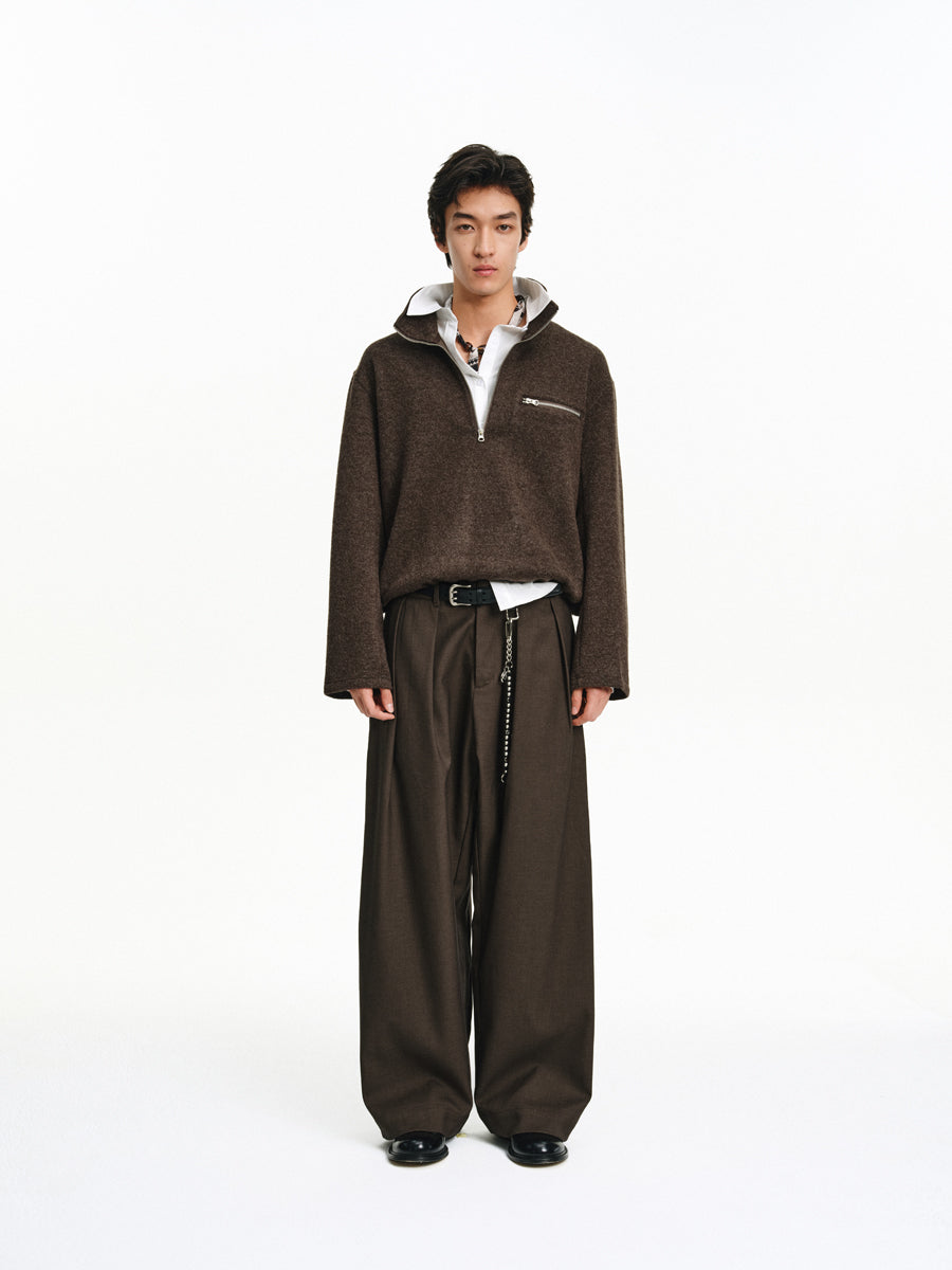 Stand Collar Zipper Shirt