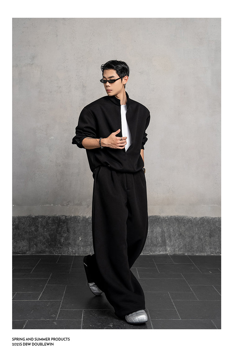 Stand-up collar sweatshirt set