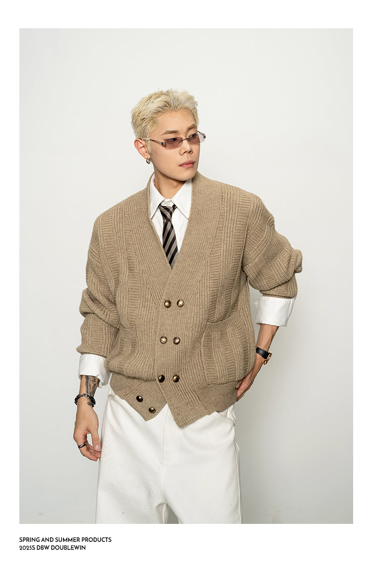 Loose Double-Breasted Cardigan
