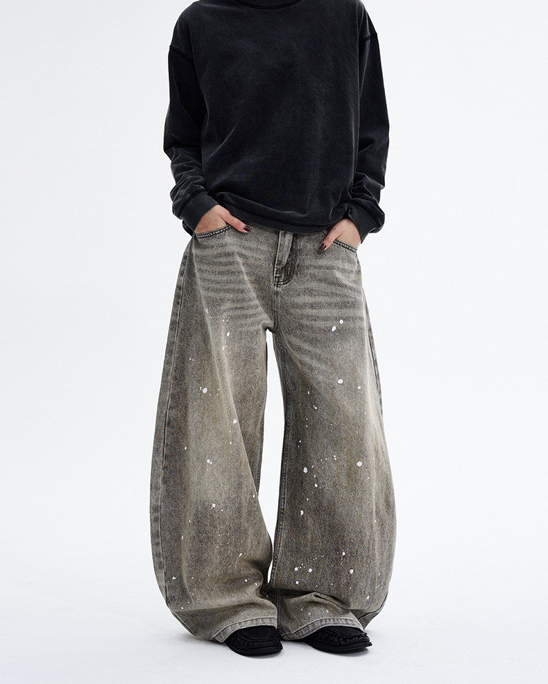 Paint Splatter Design Curve Blade Jeans