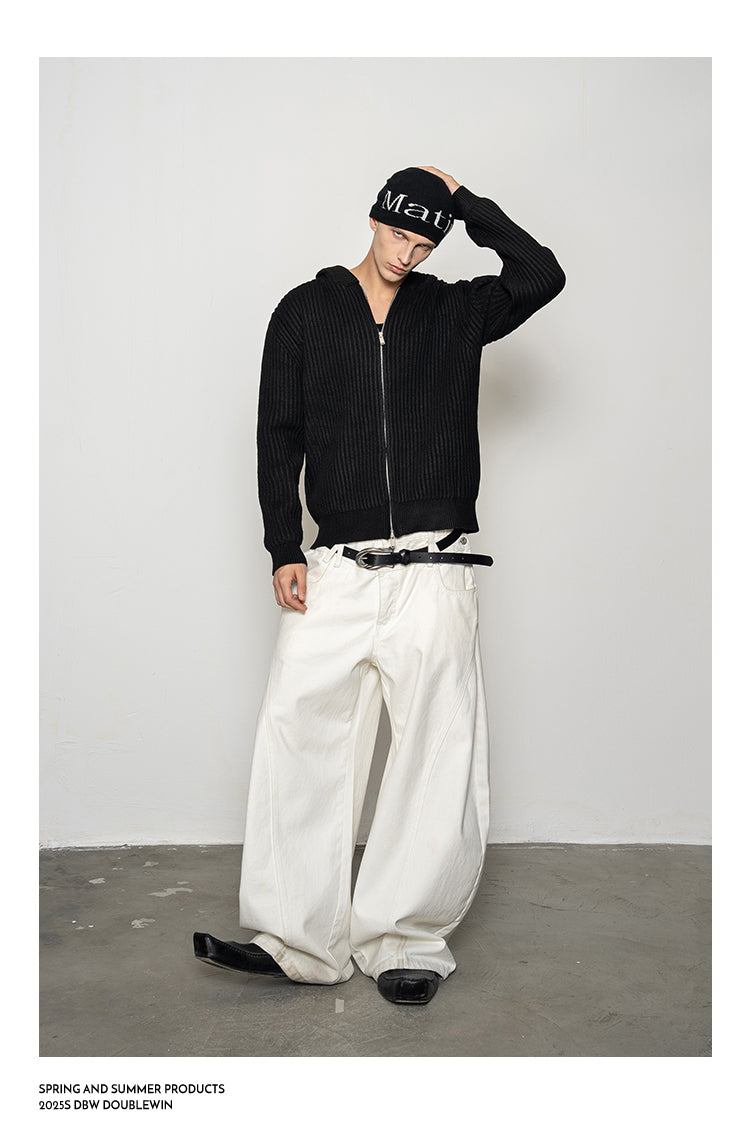 Thick Rib Hooded Knit Cardigan