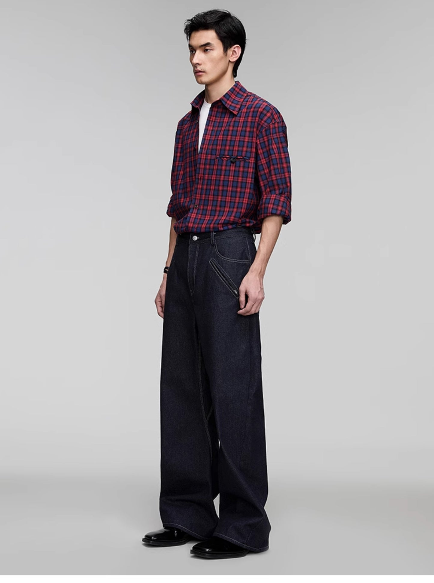 Plaid double pocket shirt