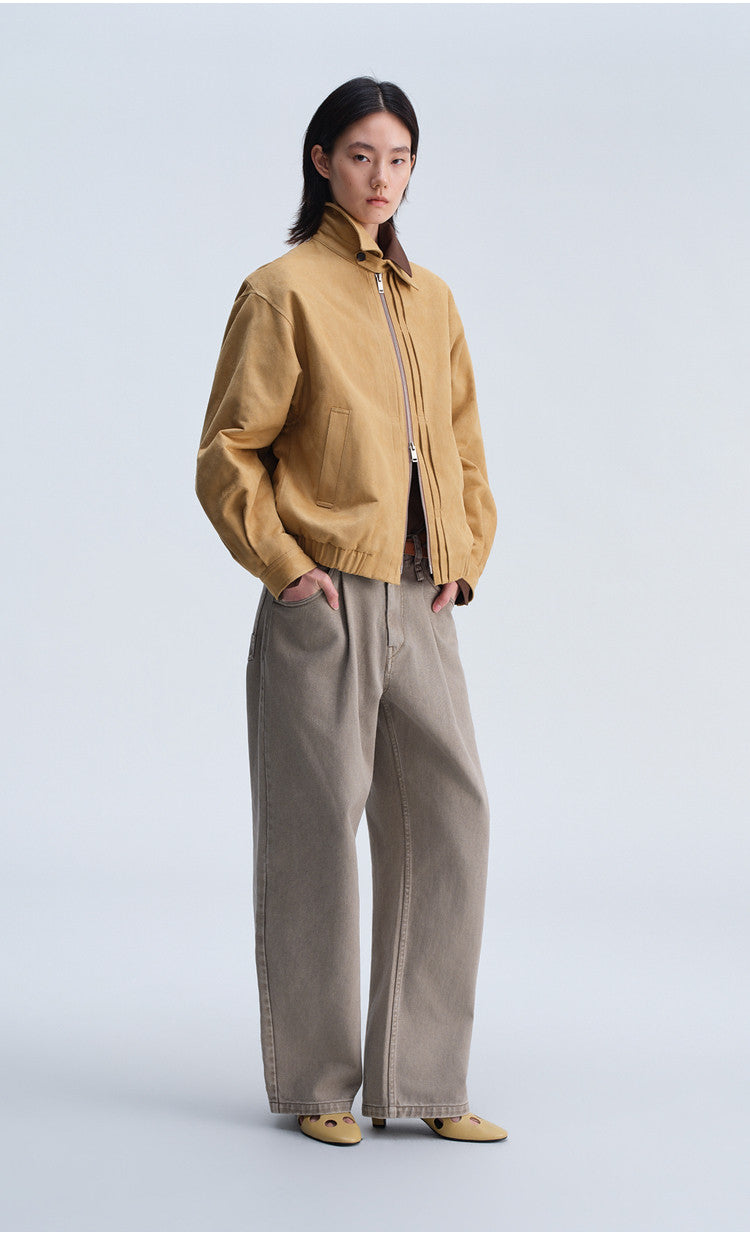 Single-Tuck Denim Pants