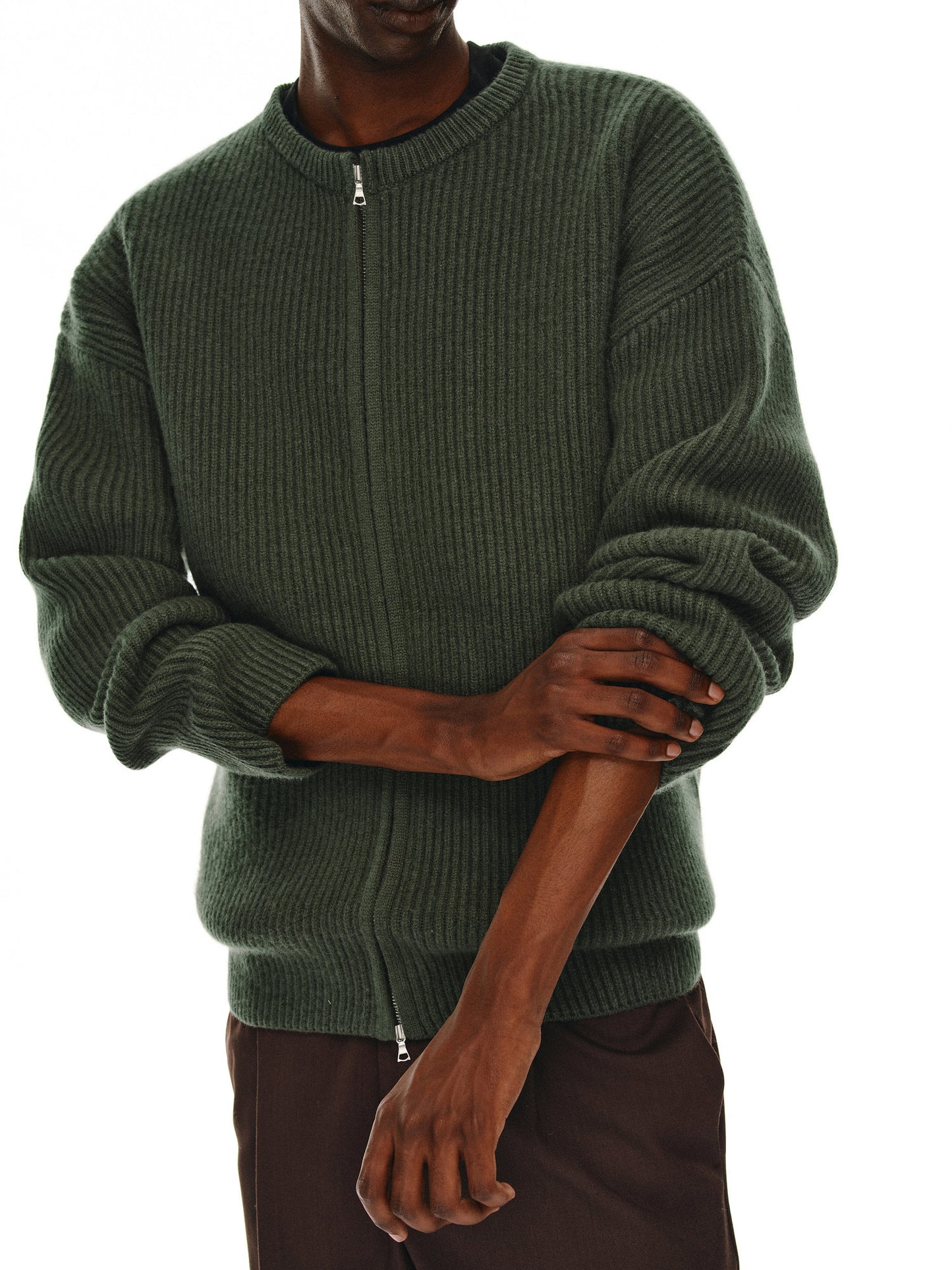 Heavyweight Rib Zipper Cardigan