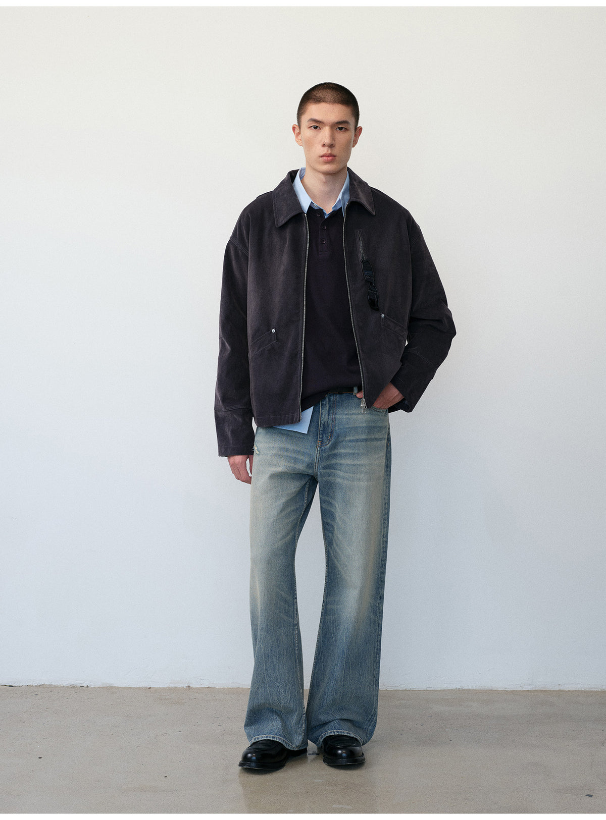 Dyed Crack Straight-Leg Jeans