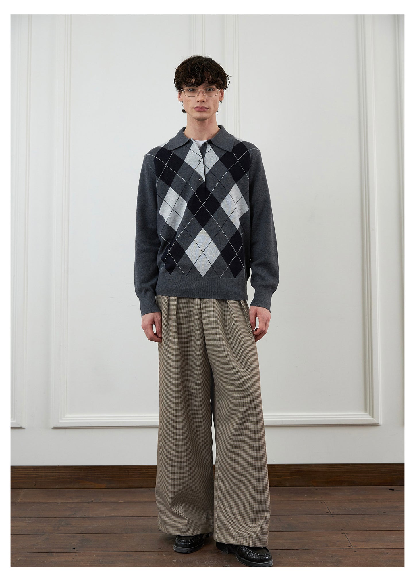 Double-Pleated Wide-Leg Casual Pants