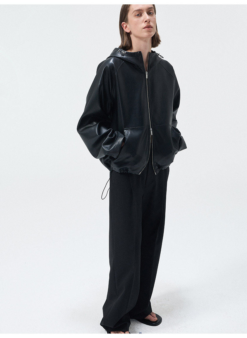 Hooded Leather Jacket