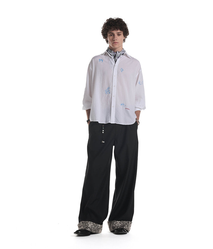 Country-Style Embroidered Casual Shirt