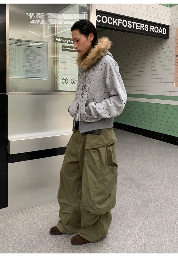 Heart-Print Polka Dot Hooded Sweatshirt