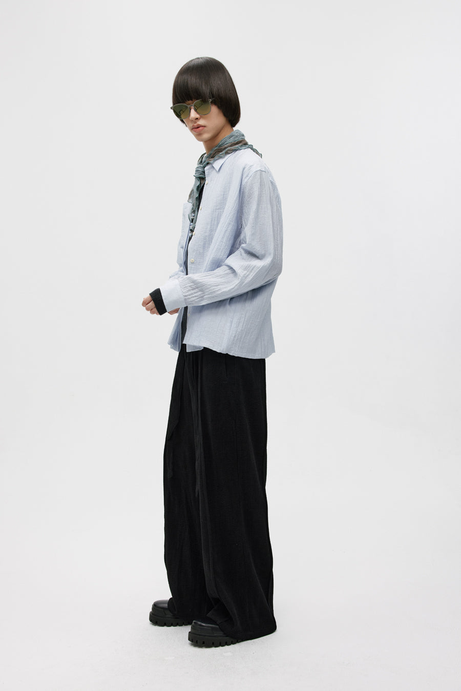 Double Belt Center Seam Wide Pants