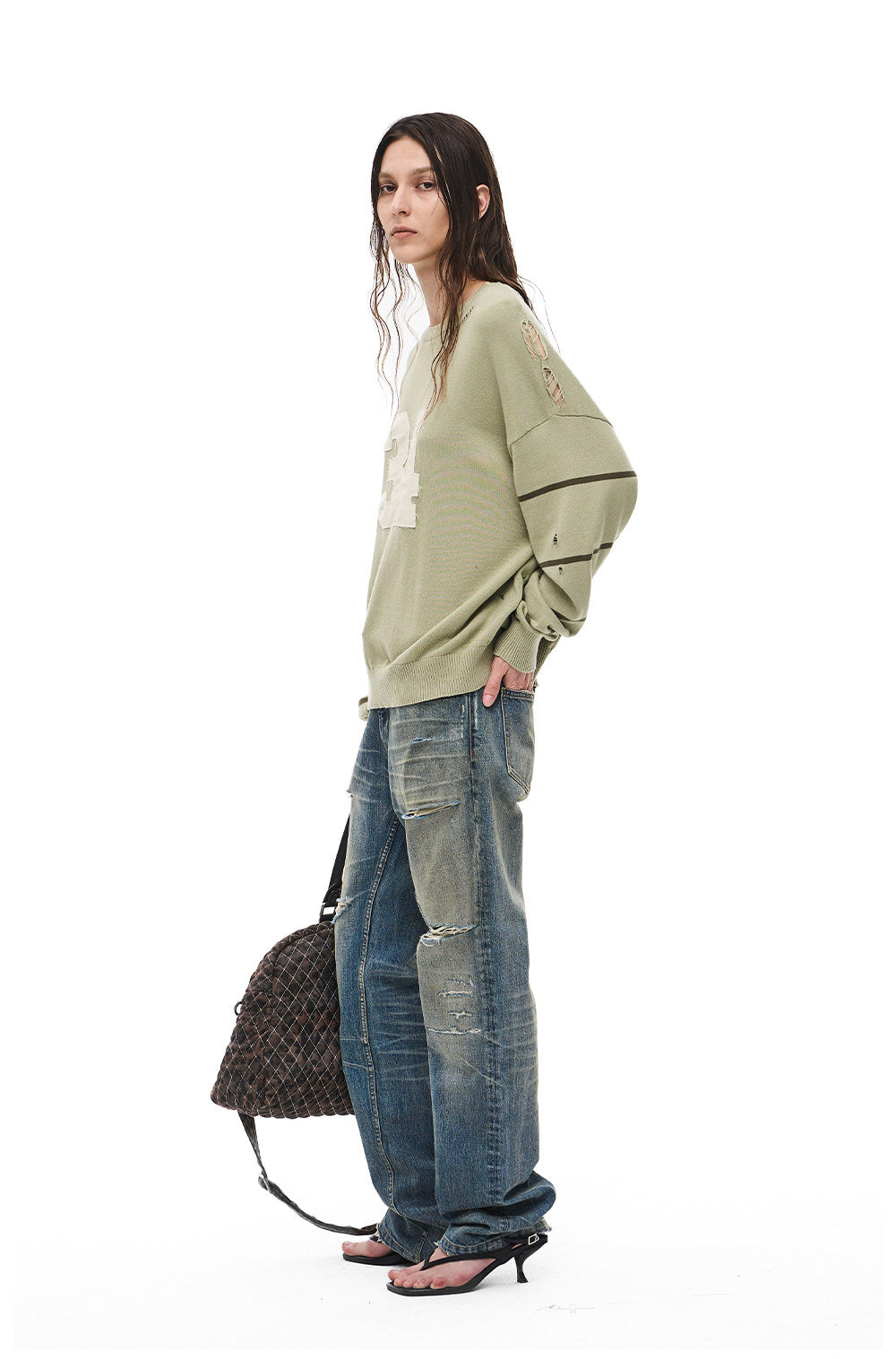 Distressed Straight-Leg Jeans