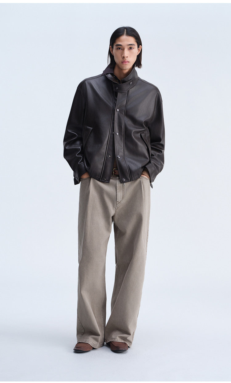 Casual Loose-Fit Harrington Jacket with Double Collar