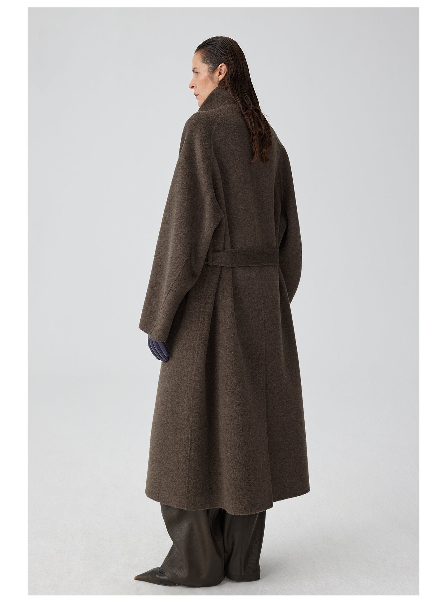 Double-faced stand collar wool coat