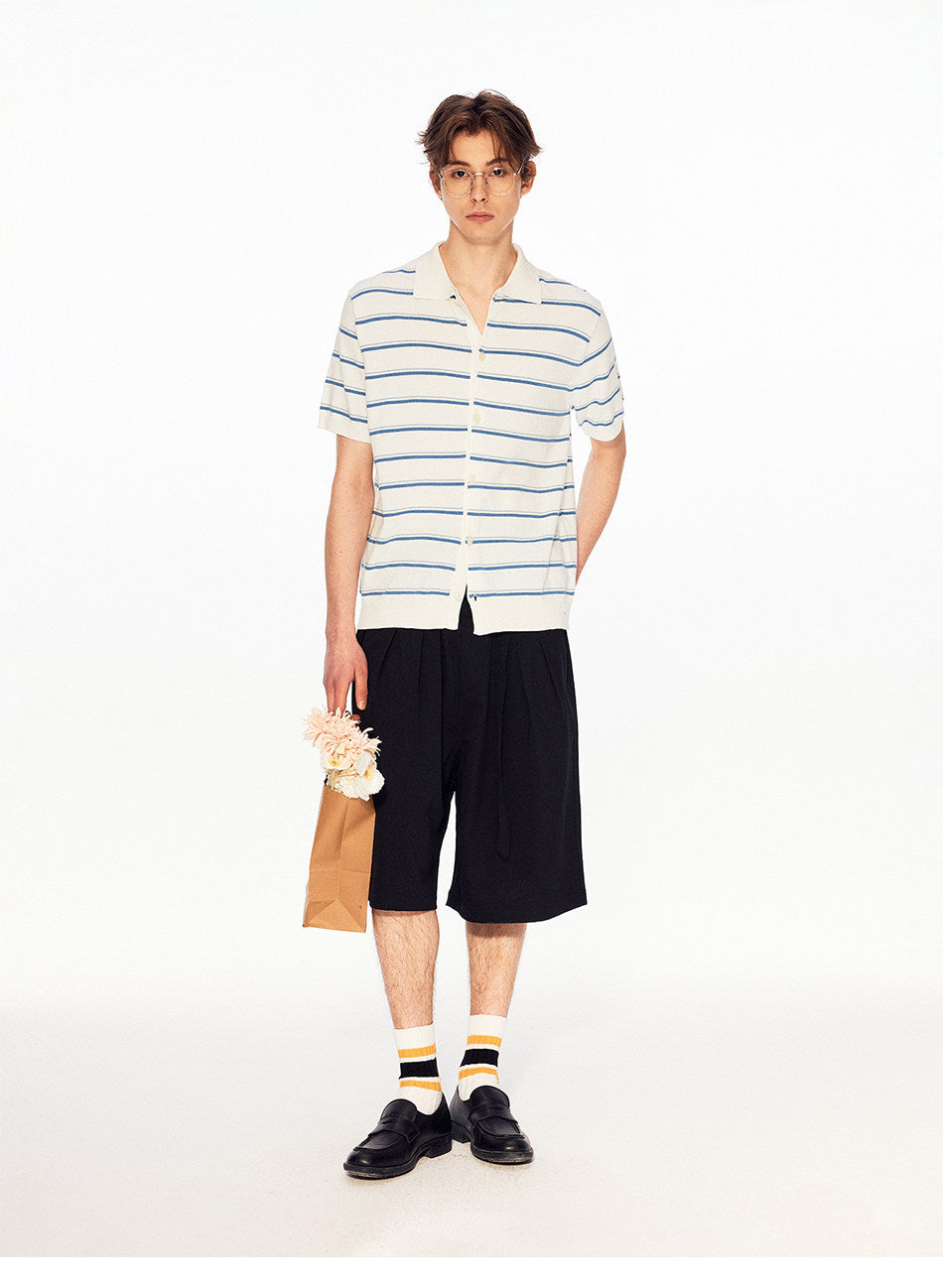 Striped Lyocell Knit Cardigan