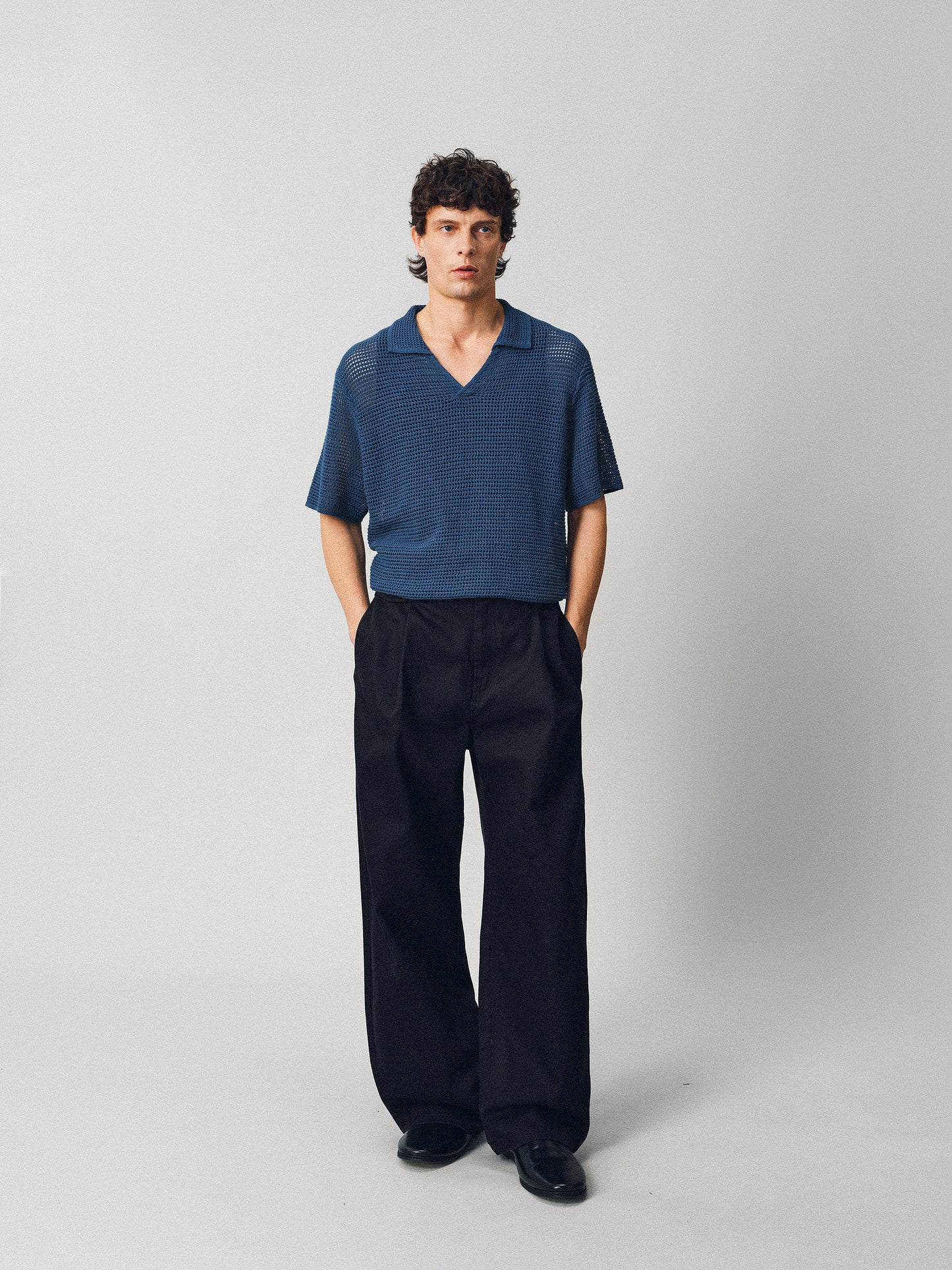 Hollow-knit Polo Shirt