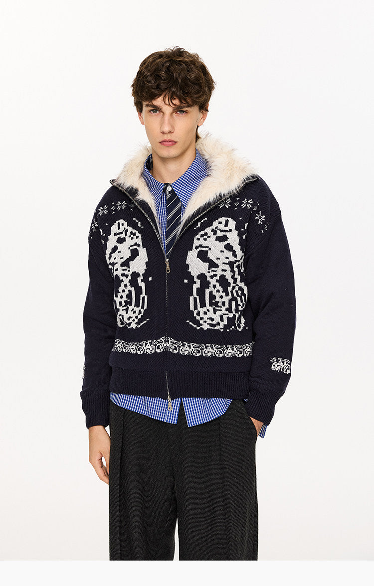 Long-Haired Bulky Knit Jacket