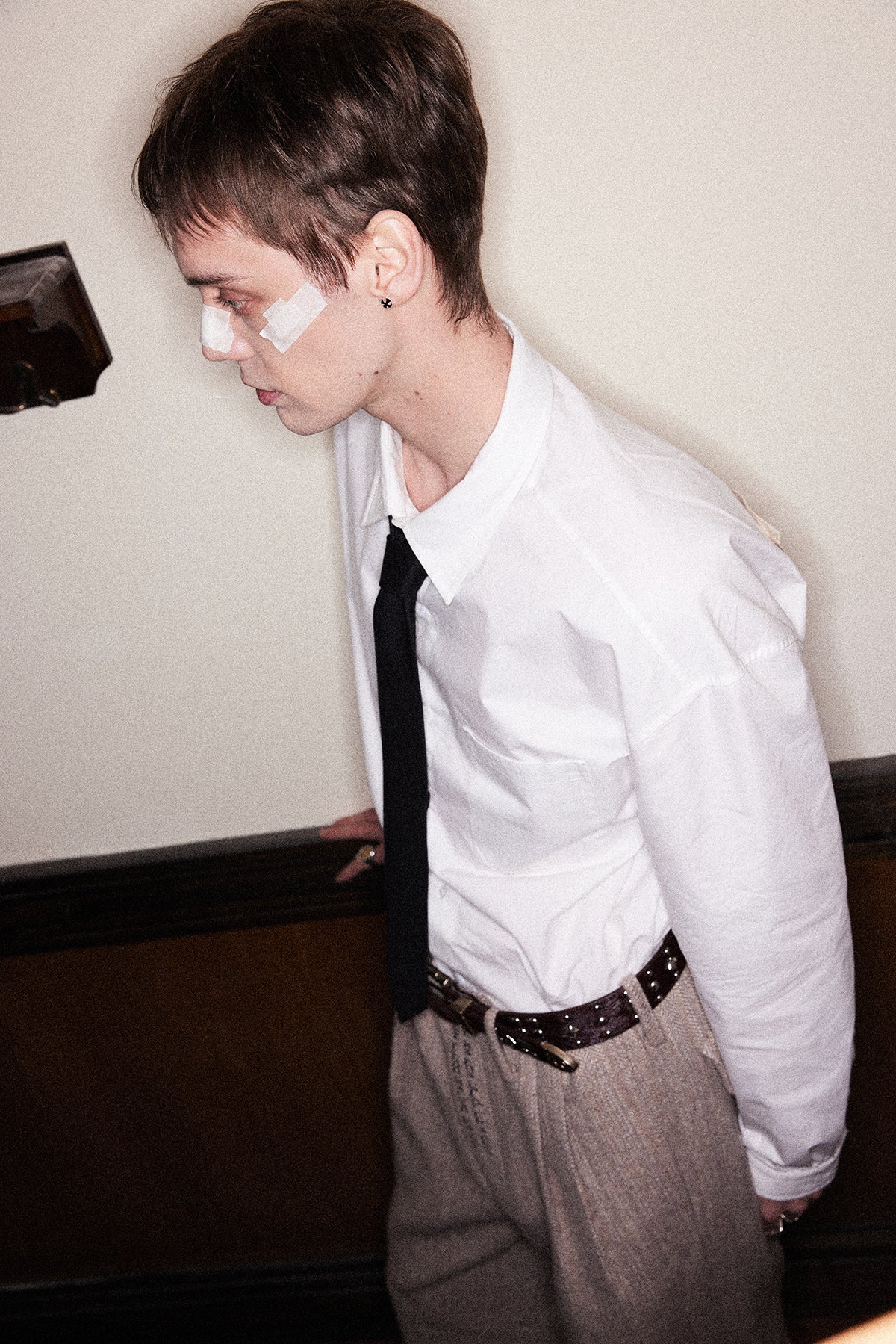 Paper Button Printed Patch Shirt