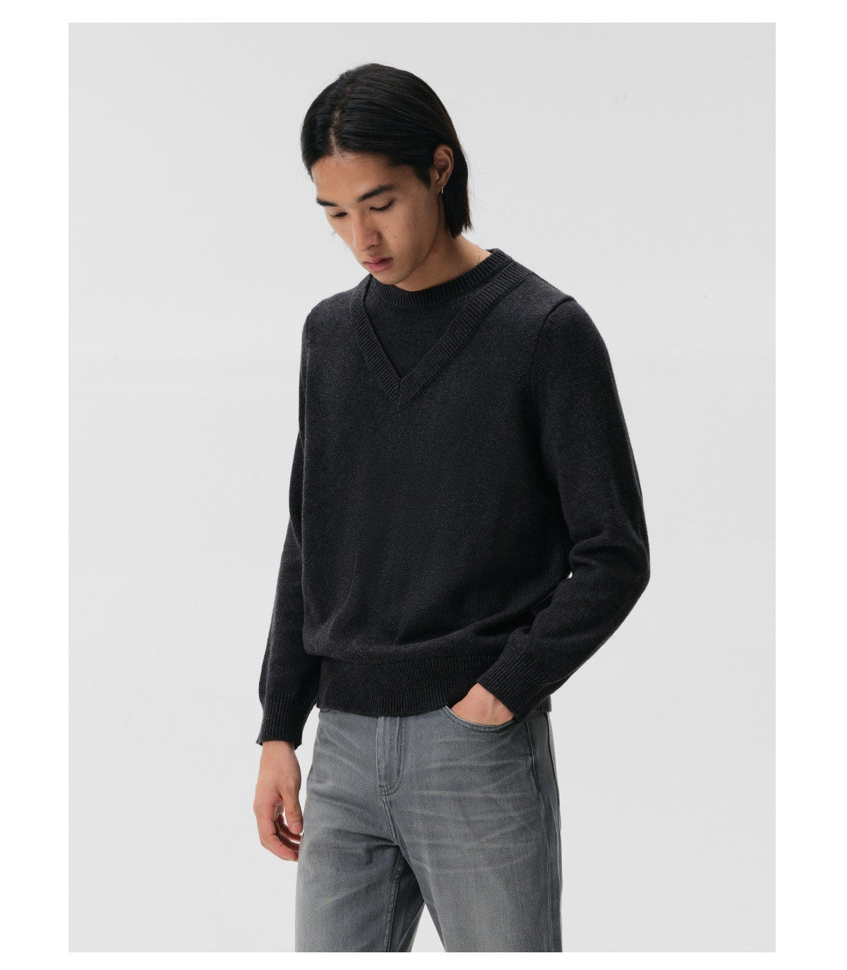 Two-Tone Fake Two-Piece Knit