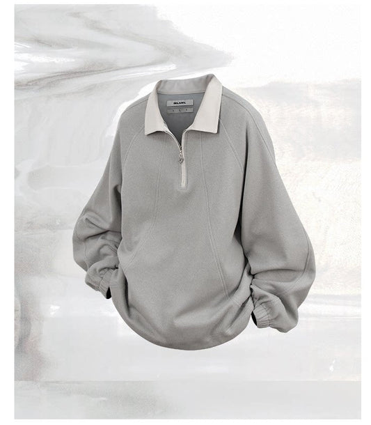 Half-zip polo shirt with unique texture