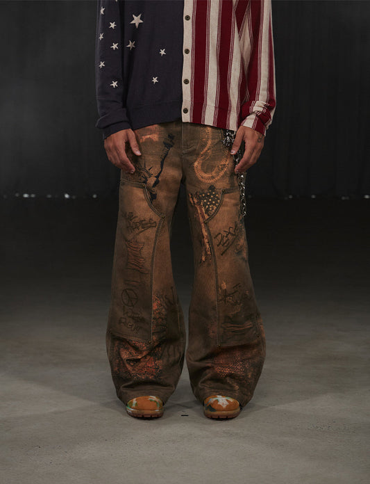 Digital Print Graffiti Casual Pants