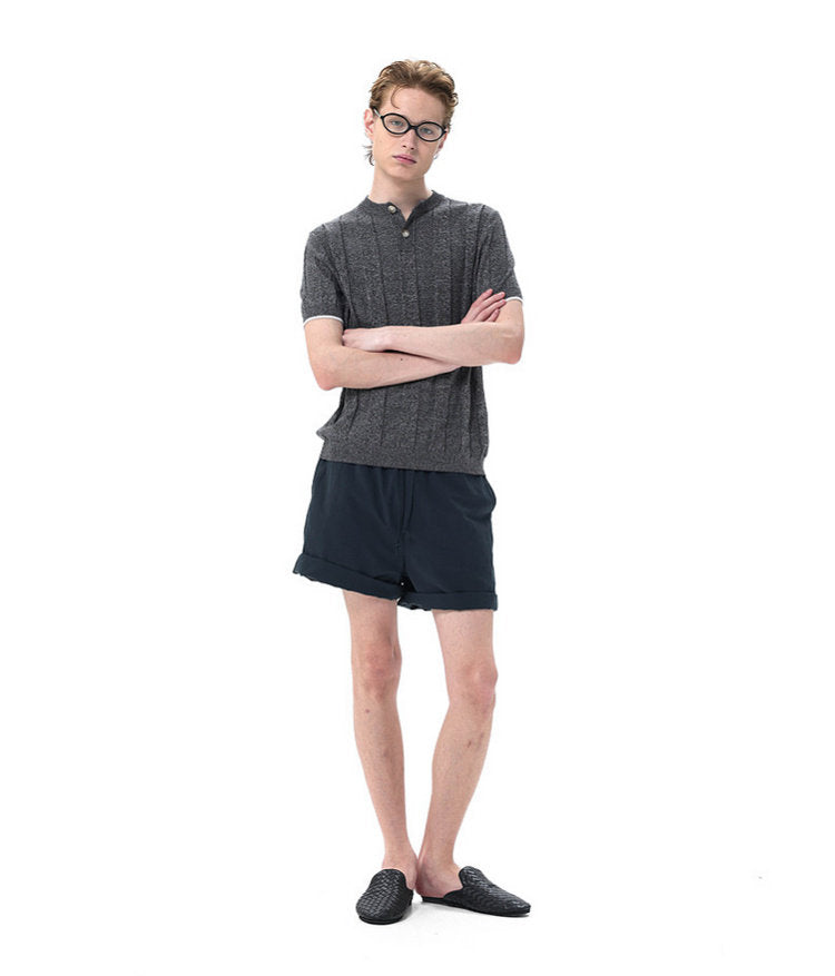 Henley-Neck Knit Shirt