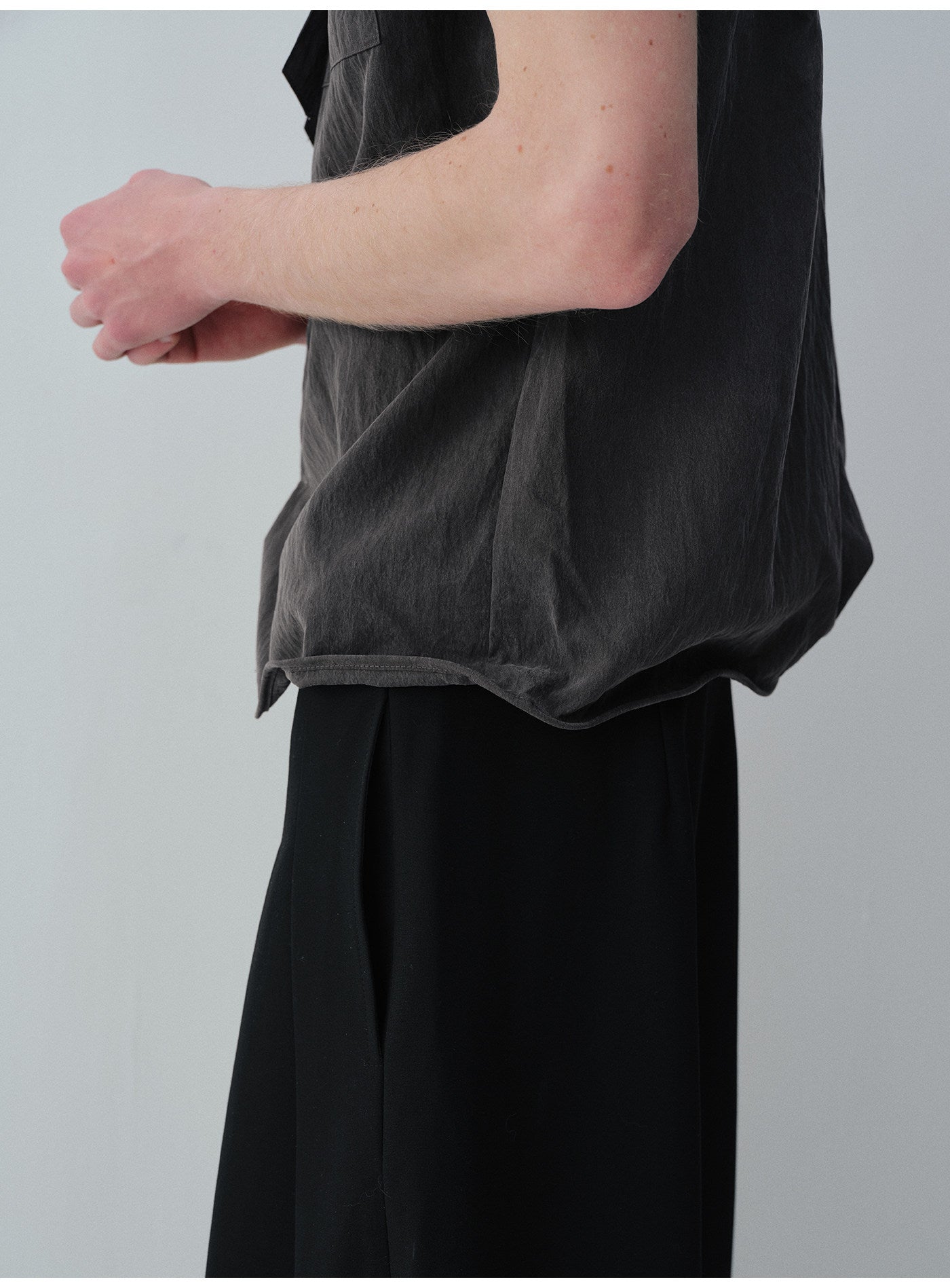 왁스 스탠드 카라 셔츠