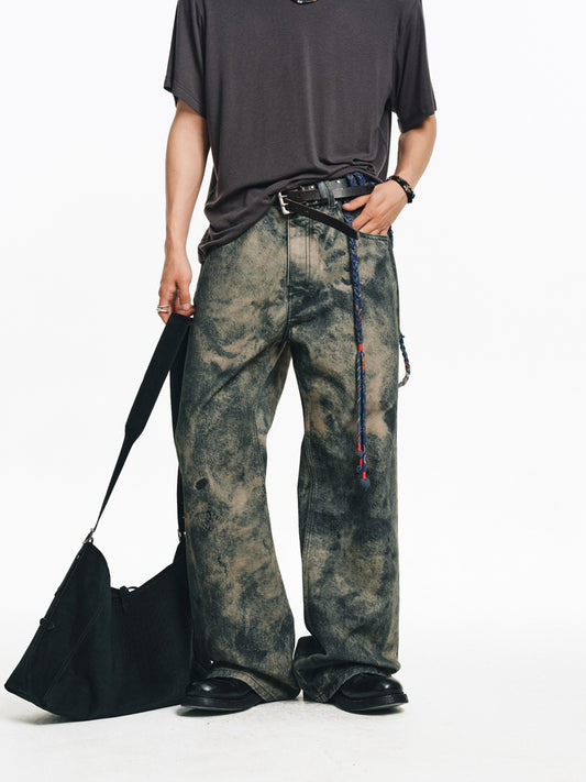 Digital Print Straight Leg Jeans