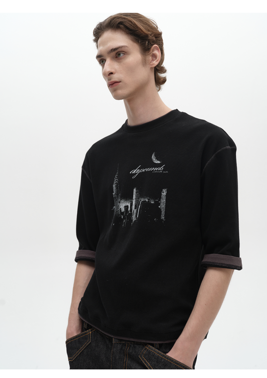 Faux Two-Piece Print T-Shirt